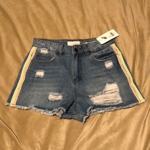 Ripped denim shorts